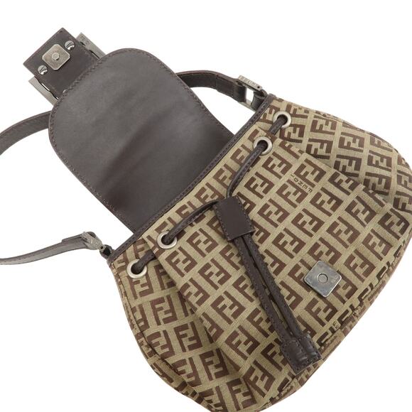 💎✨BEAUTIFUL✨💎Authentic FENDI Zucchino Canvas Leather Shoulder Bag - Picture 11 of 17